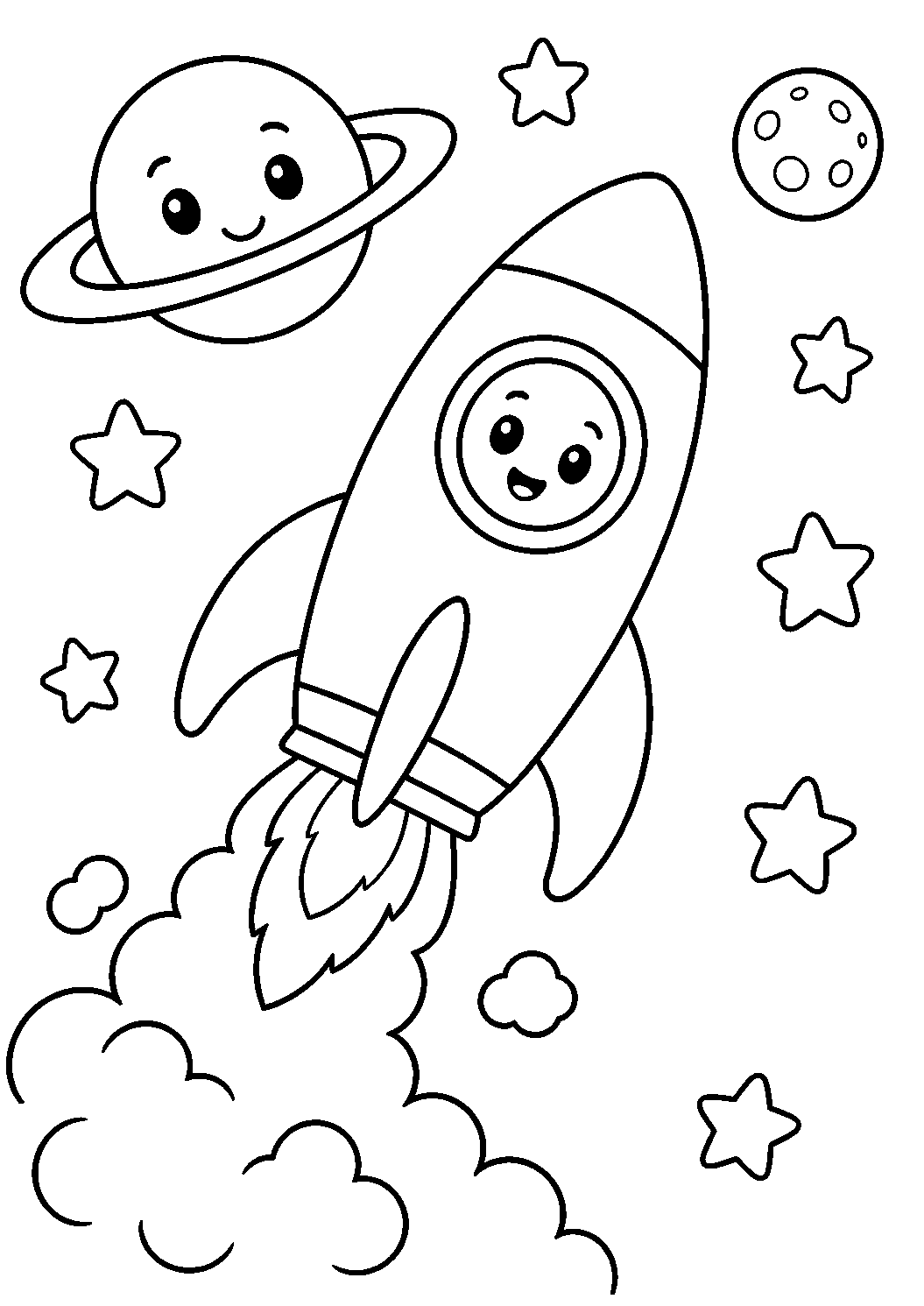 Astronaut On Moon Coloring Page