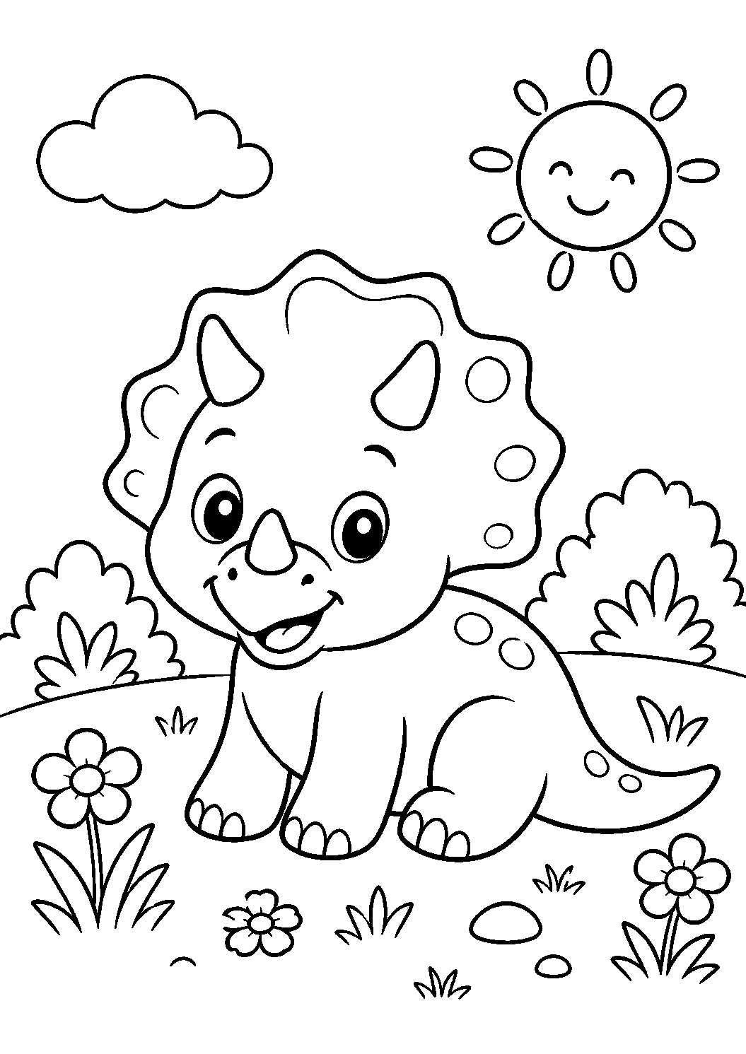 Baby Triceratops Coloring Page