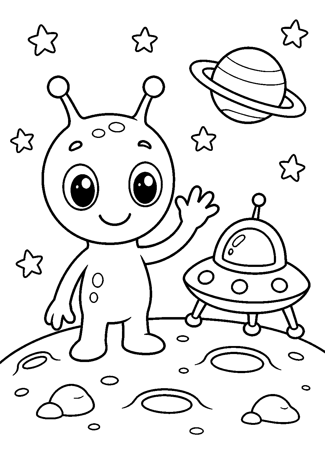Planets And Stars Coloring Page