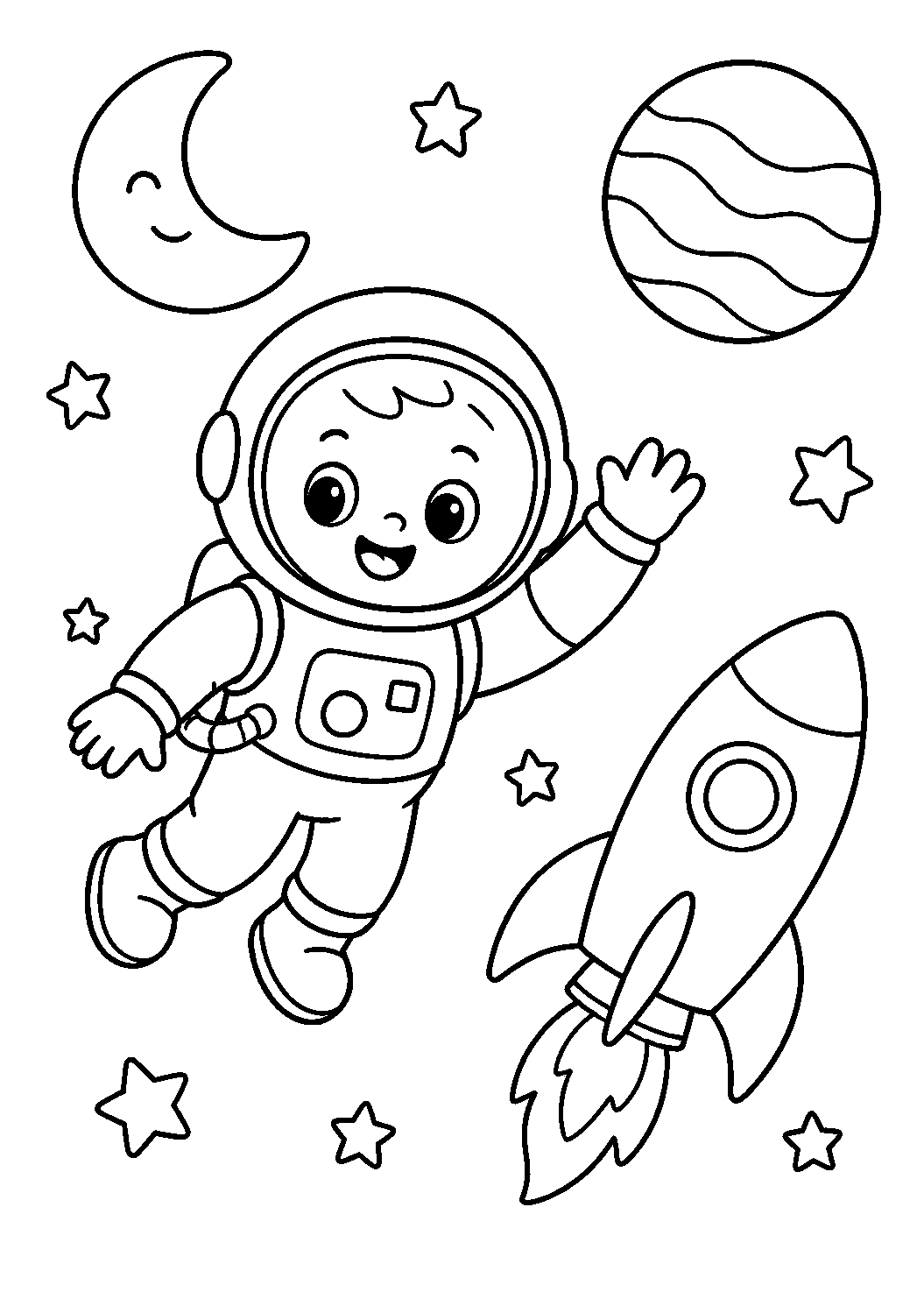 Rocket Launch Saturn Coloring Page