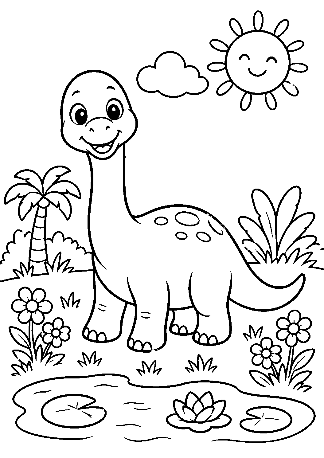 Stegosaurus Forest Coloring Page