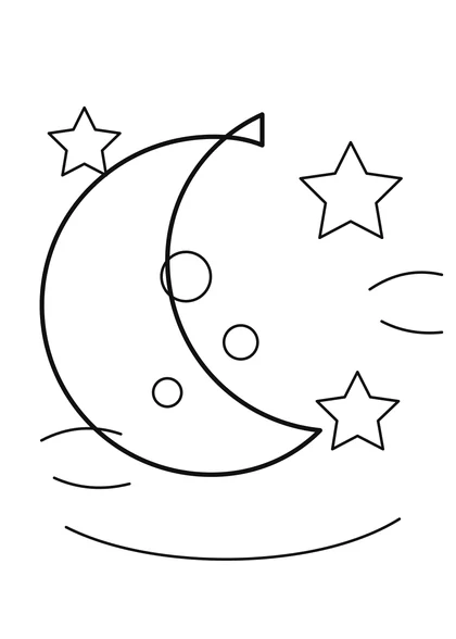 Moon and Stars Coloring Page